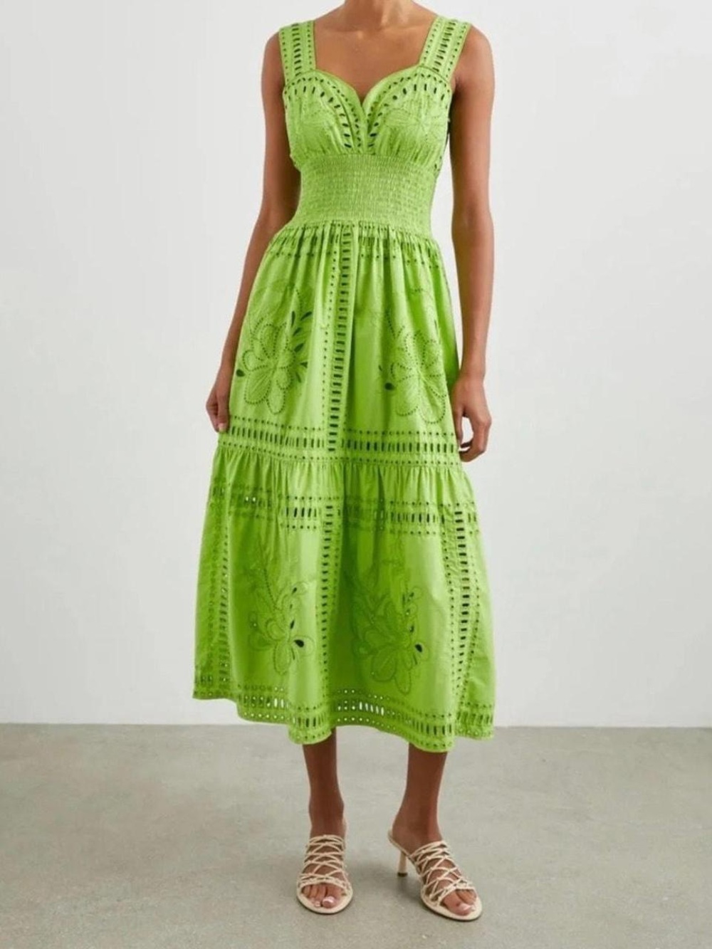 Rails Bright Green Eyelet Midi Dress